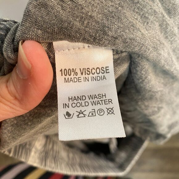 Rhea Pants Grey Pull-On Drawstring Soft Flow Viscose Pockets Embroidered XS - Picture 7 of 12